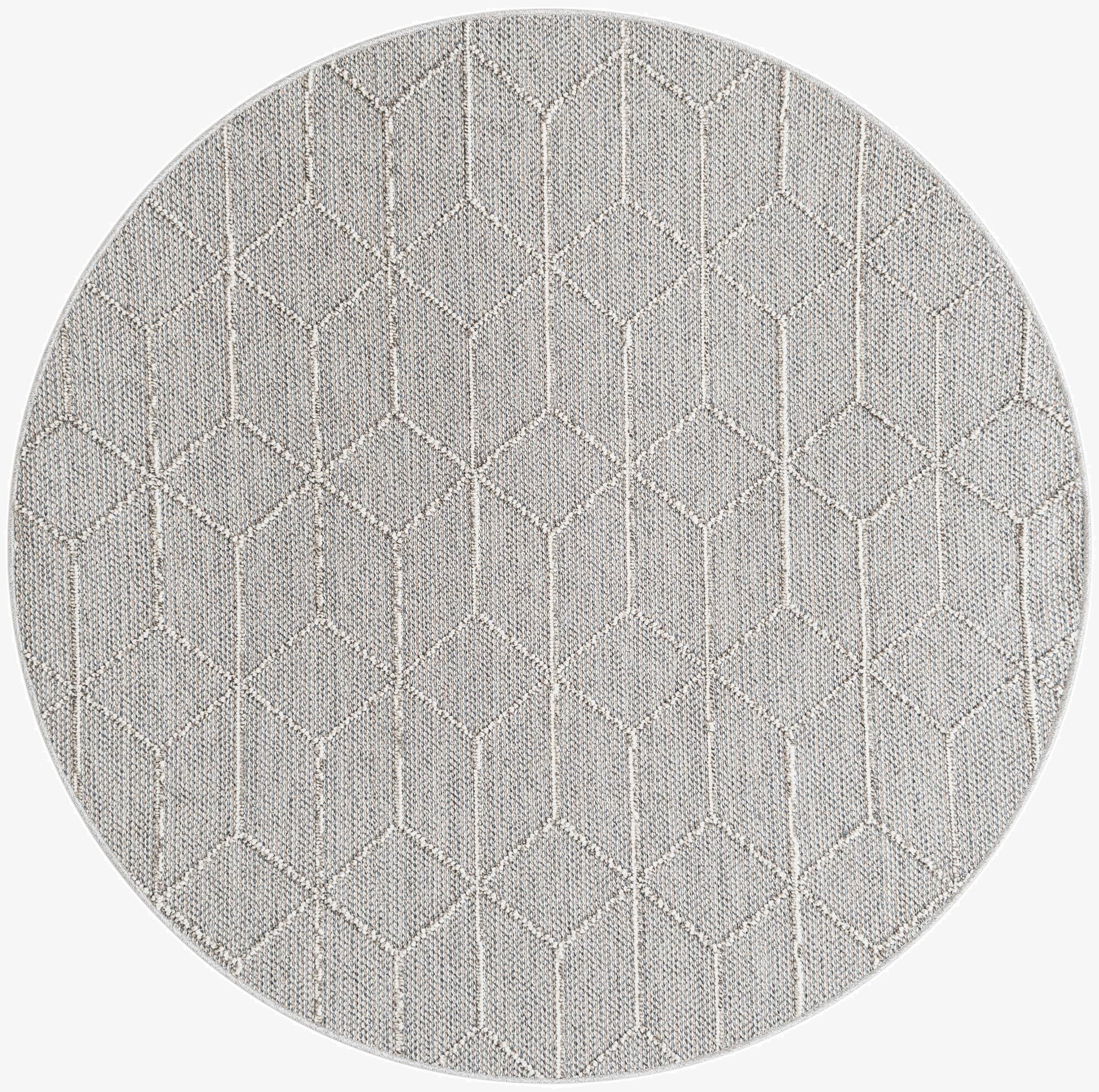 5' 3 x 5' 3  Washable Trellis Indoor / Outdoor Round Rug