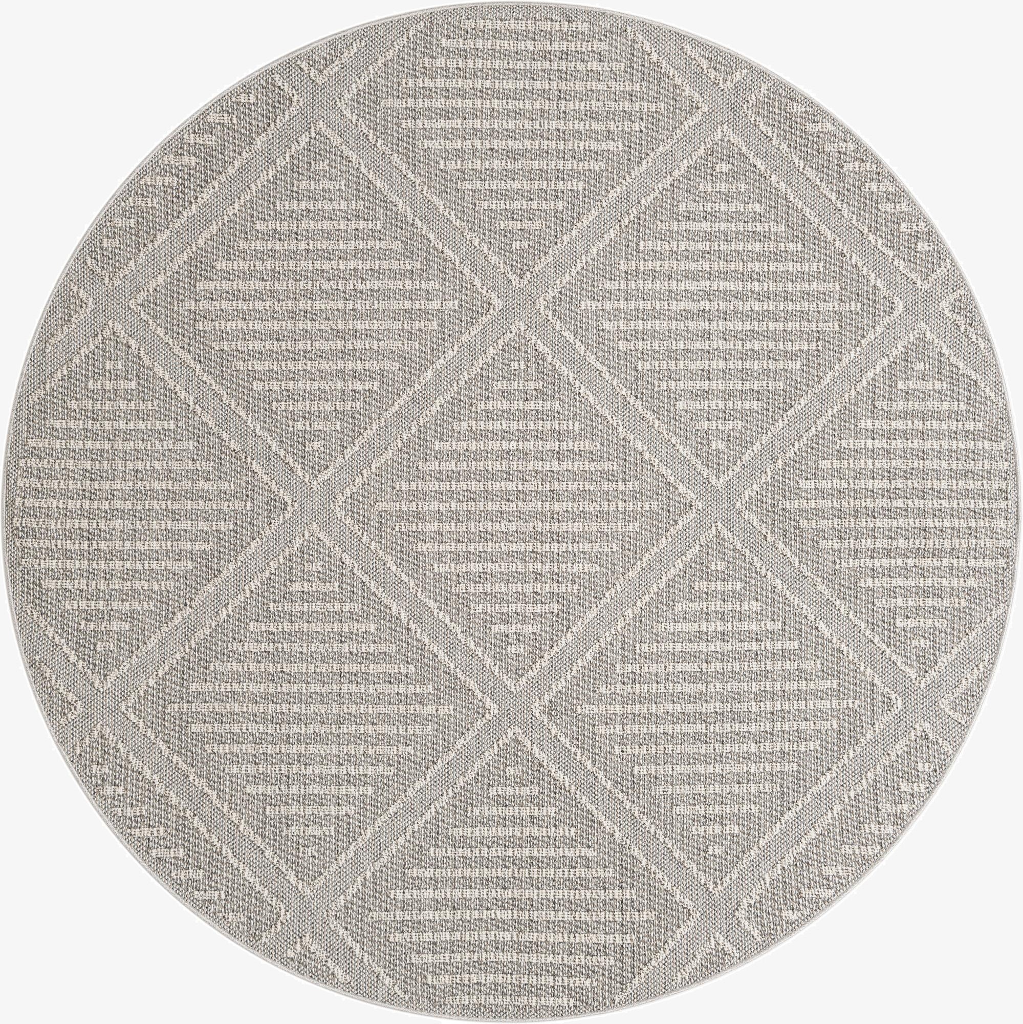 7' 10 x 7' 10  Washable Trellis Indoor / Outdoor Round Rug