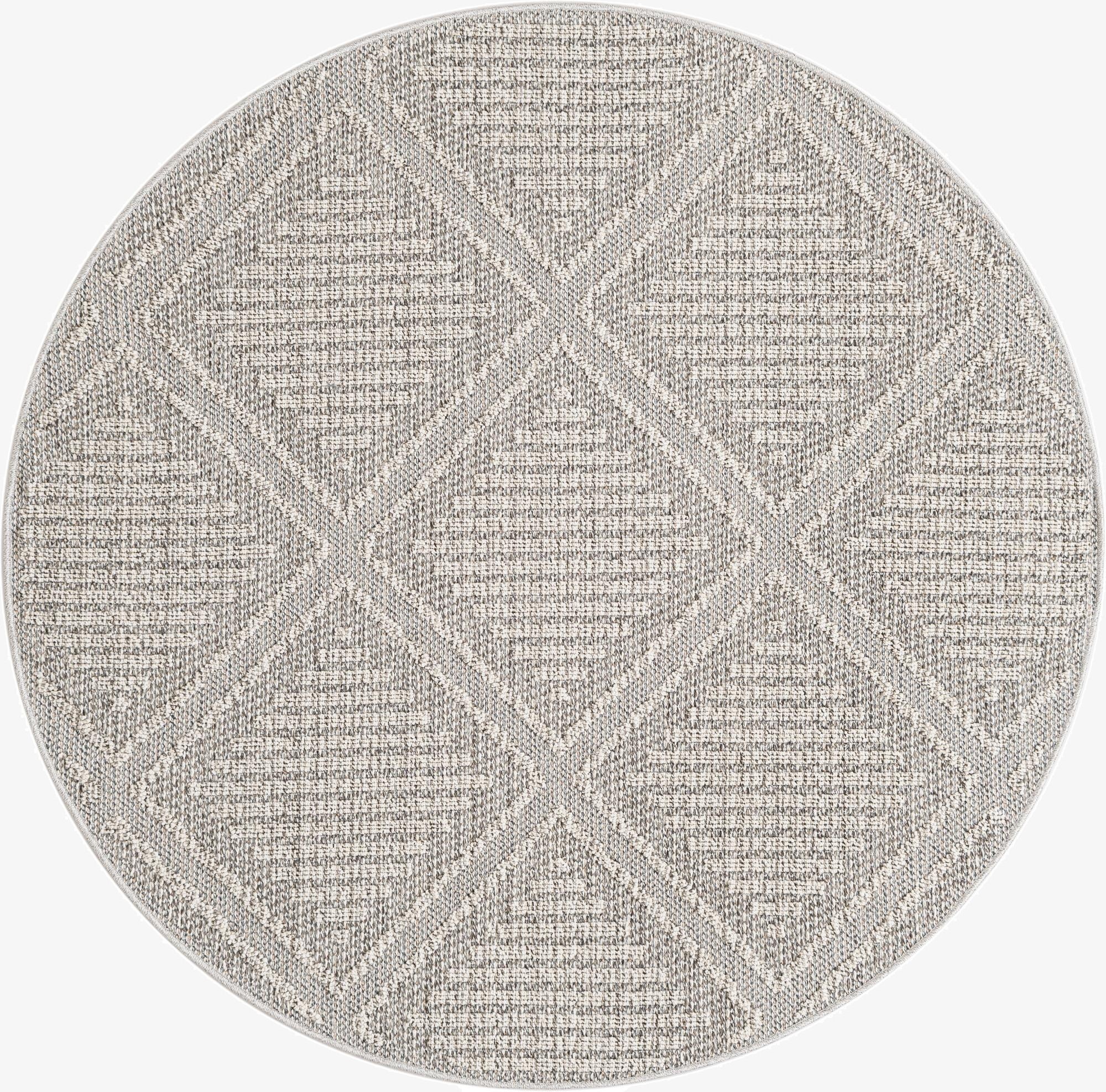 5' 3 x 5' 3  Washable Trellis Indoor / Outdoor Round Rug