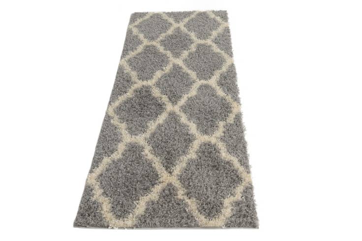 Detail image of 2' 3 x 6' Lattice Shag Runner Rug