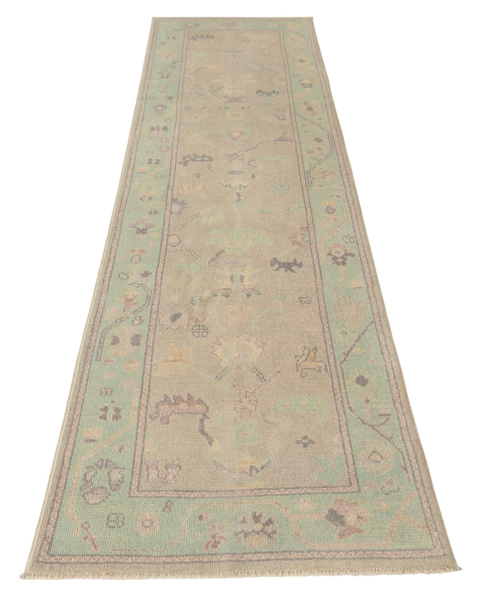 2' 7 x 9' 8 Hand Knotted Oushak Wool Runner Rug