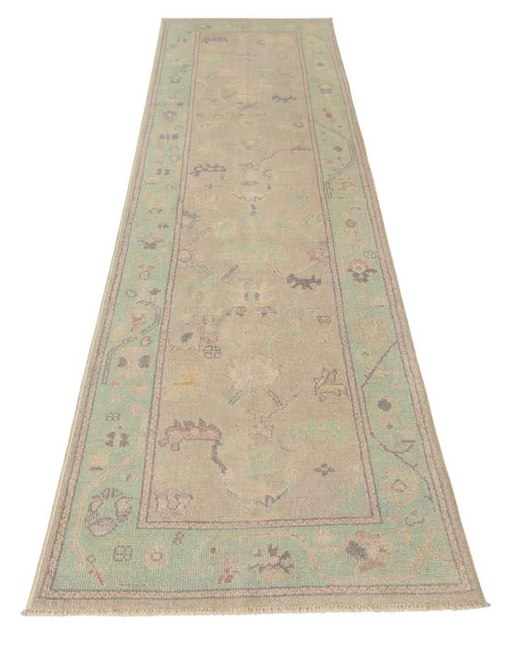 2' 7 x 9' 8 Hand Knotted Oushak Wool Runner Rug