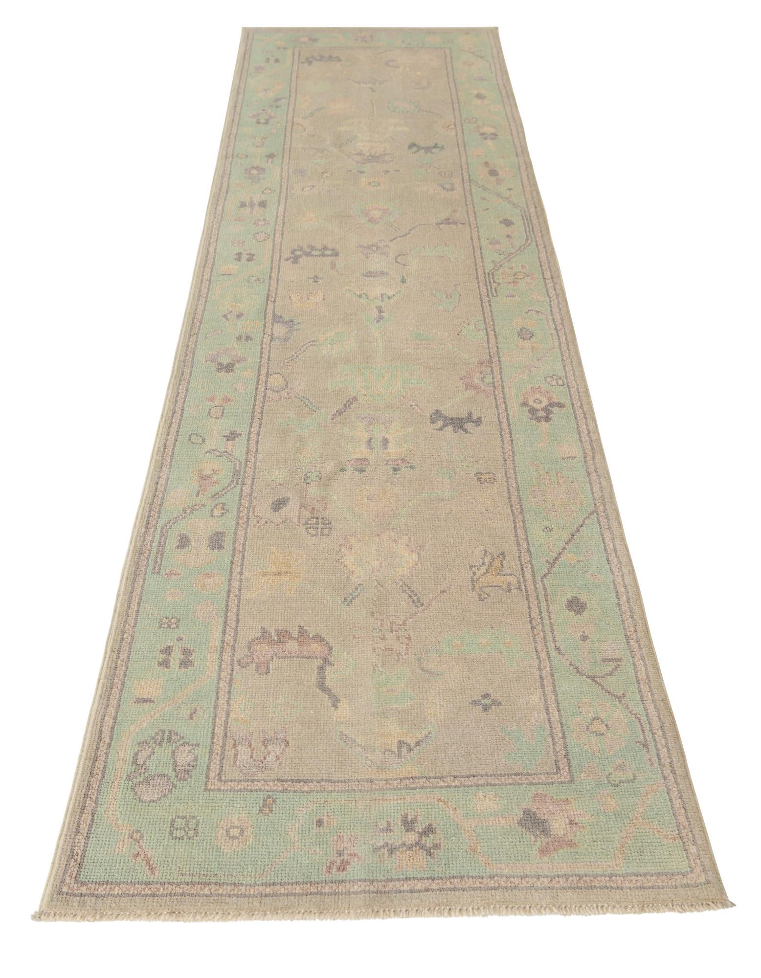 2' 7 x 9' 8 Hand Knotted Oushak Wool Runner Rug