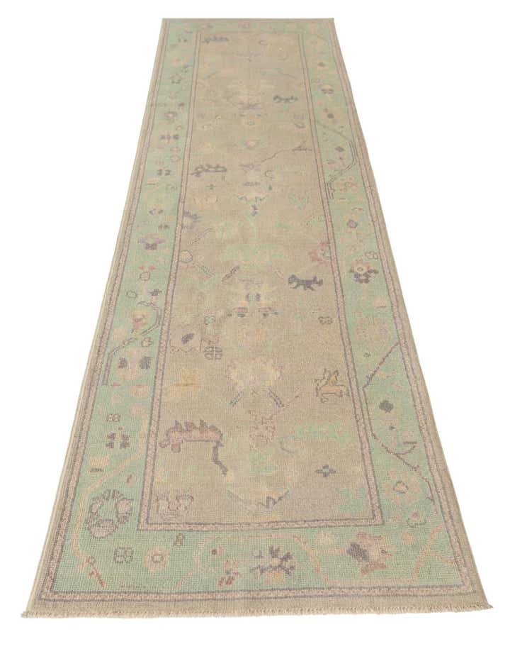 2' 7 x 9' 8 Hand Knotted Oushak Wool Runner Rug