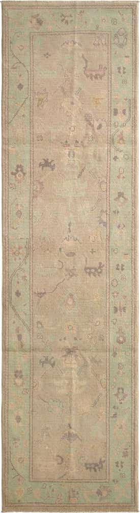 2' 7 x 9' 8 Hand Knotted Oushak Wool Runner Rug