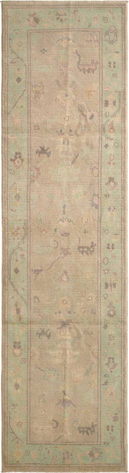 Detail image of 2' 7 x 9' 8 Hand Knotted Oushak Wool Runner Rug