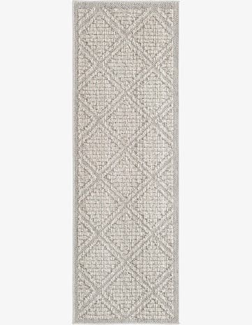 Light Gray Easy-Clean Lattice Indoor / Outdoor Runner Rug