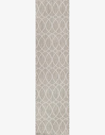 Light Gray Easy-Clean Lattice Indoor / Outdoor Runner Rug