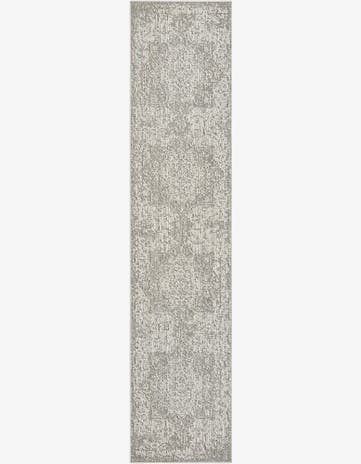 Light Gray Easy-Clean Traditional Indoor / Outdoor Runner Rug