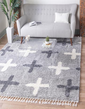 Light Gray Athena Shag Square Rug