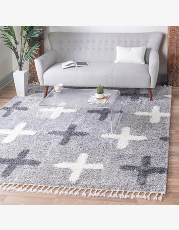 Light Gray Athena Shag Square Rug