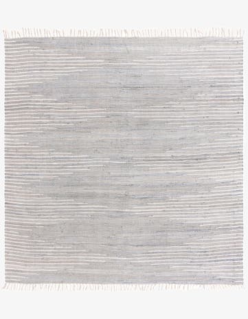 Light Gray Hand Woven Chindi Cotton Square Rug
