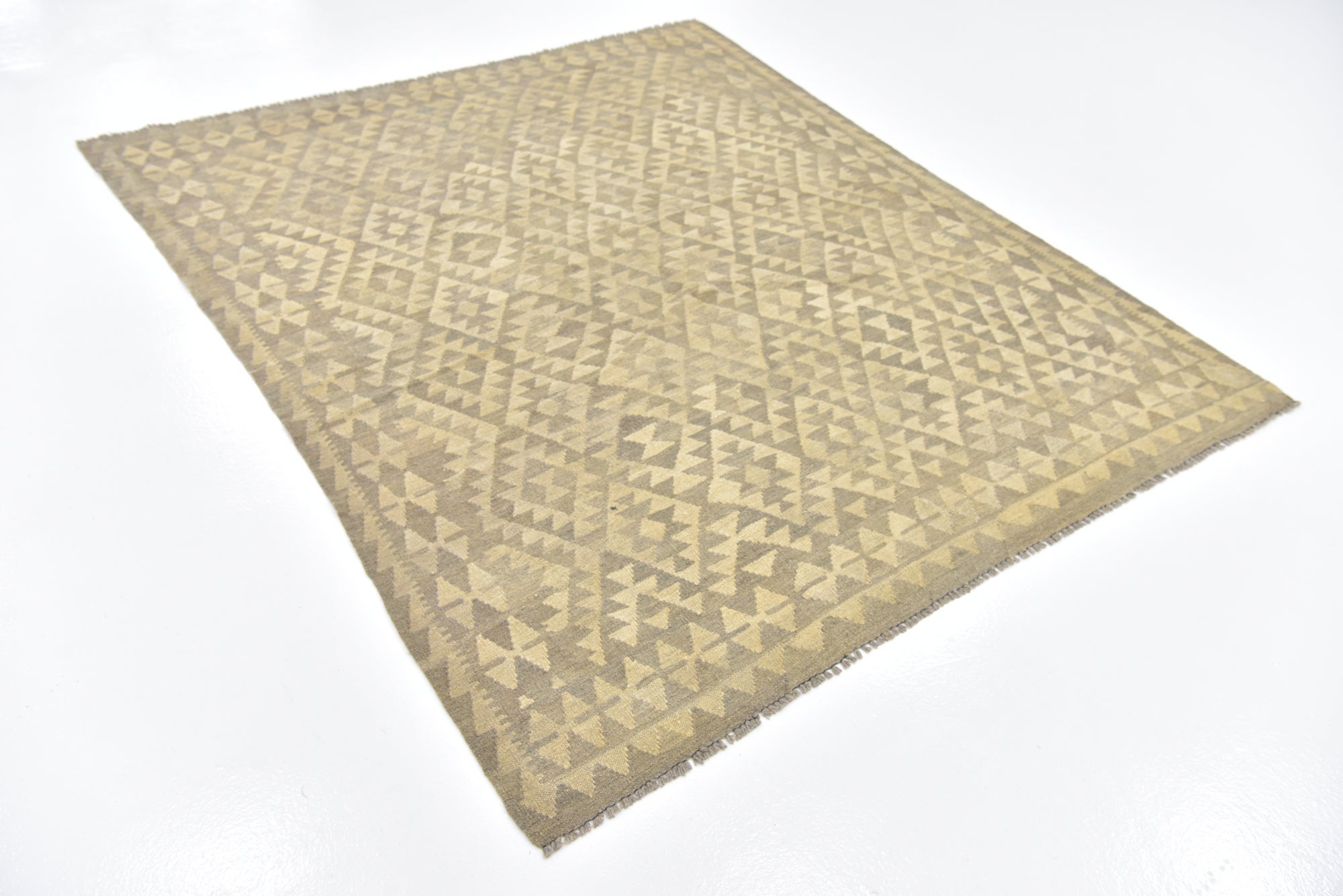 5' 9 x 6' 10 Hand Woven Kilim Waziri Wool Square Rug