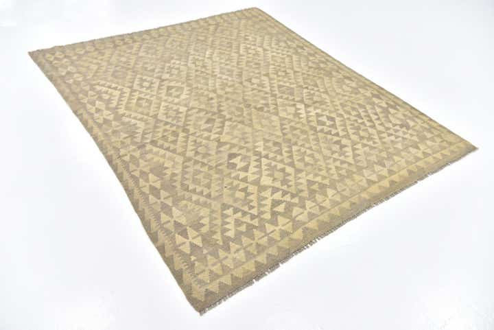 5' 9 x 6' 10 Hand Woven Kilim Waziri Wool Square Rug