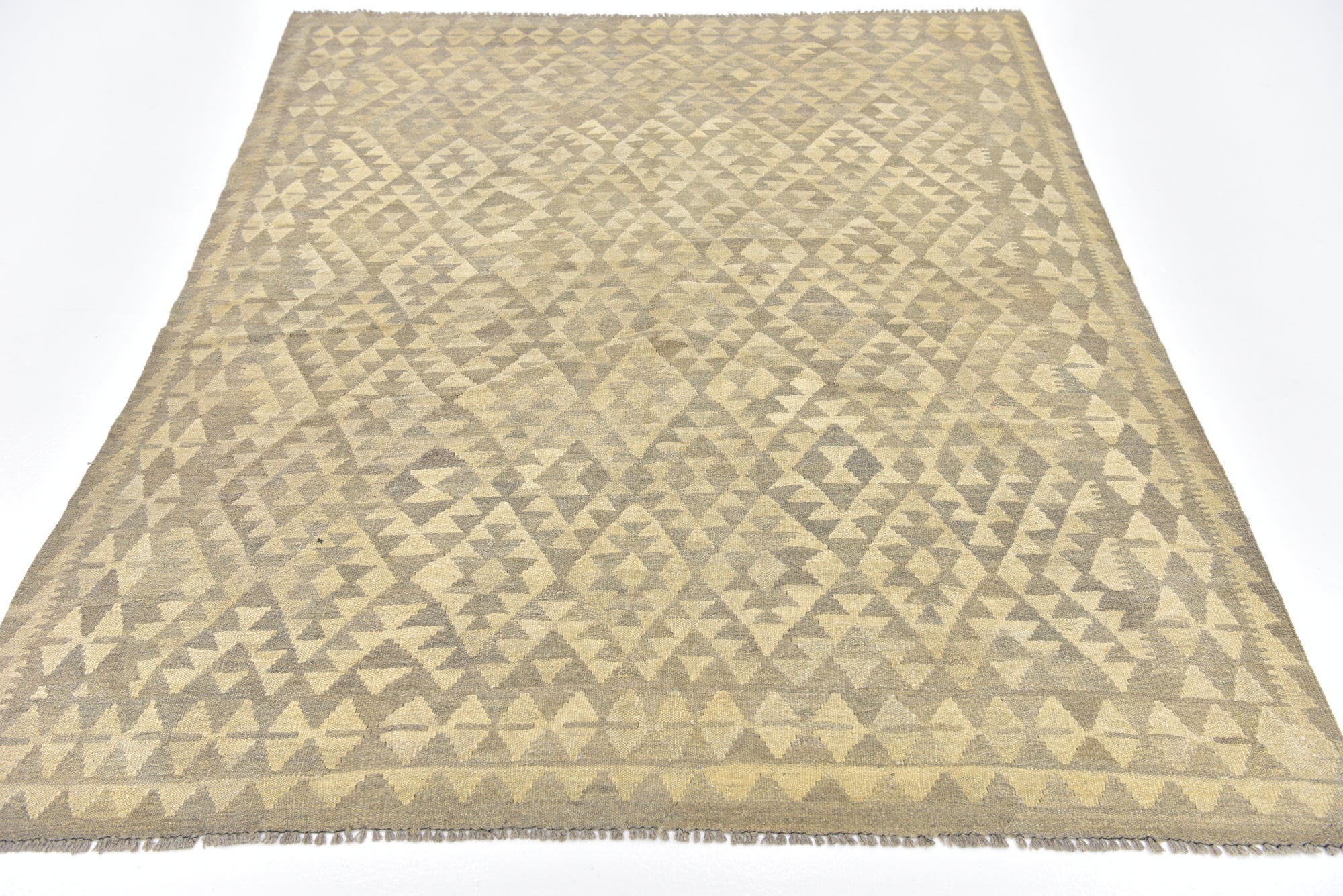 5' 9 x 6' 10 Hand Woven Kilim Waziri Wool Square Rug