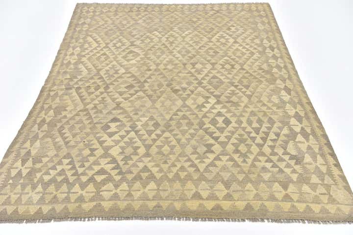 5' 9 x 6' 10 Hand Woven Kilim Waziri Wool Square Rug