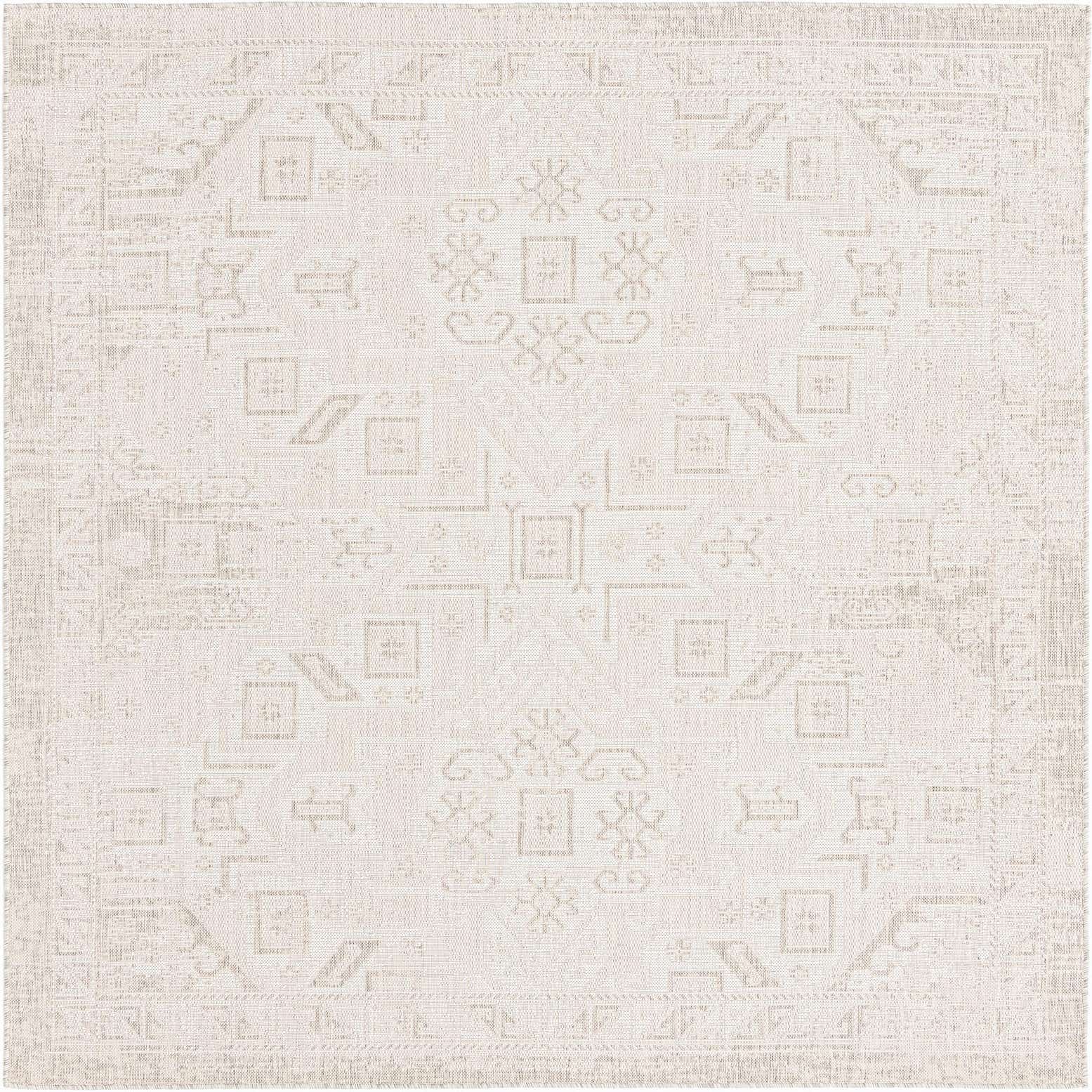 7' 10 x 7' 10 Easy-Clean Aztec Indoor / Outdoor Square Rug