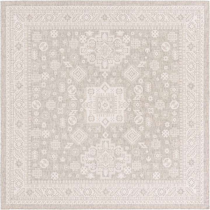 10' x 10' Easy-Clean Aztec Indoor / Outdoor Square Rug