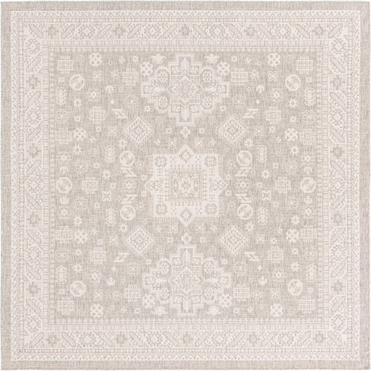 Detail image of 10' x 10' Easy-Clean Aztec Indoor / Outdoor Square Rug