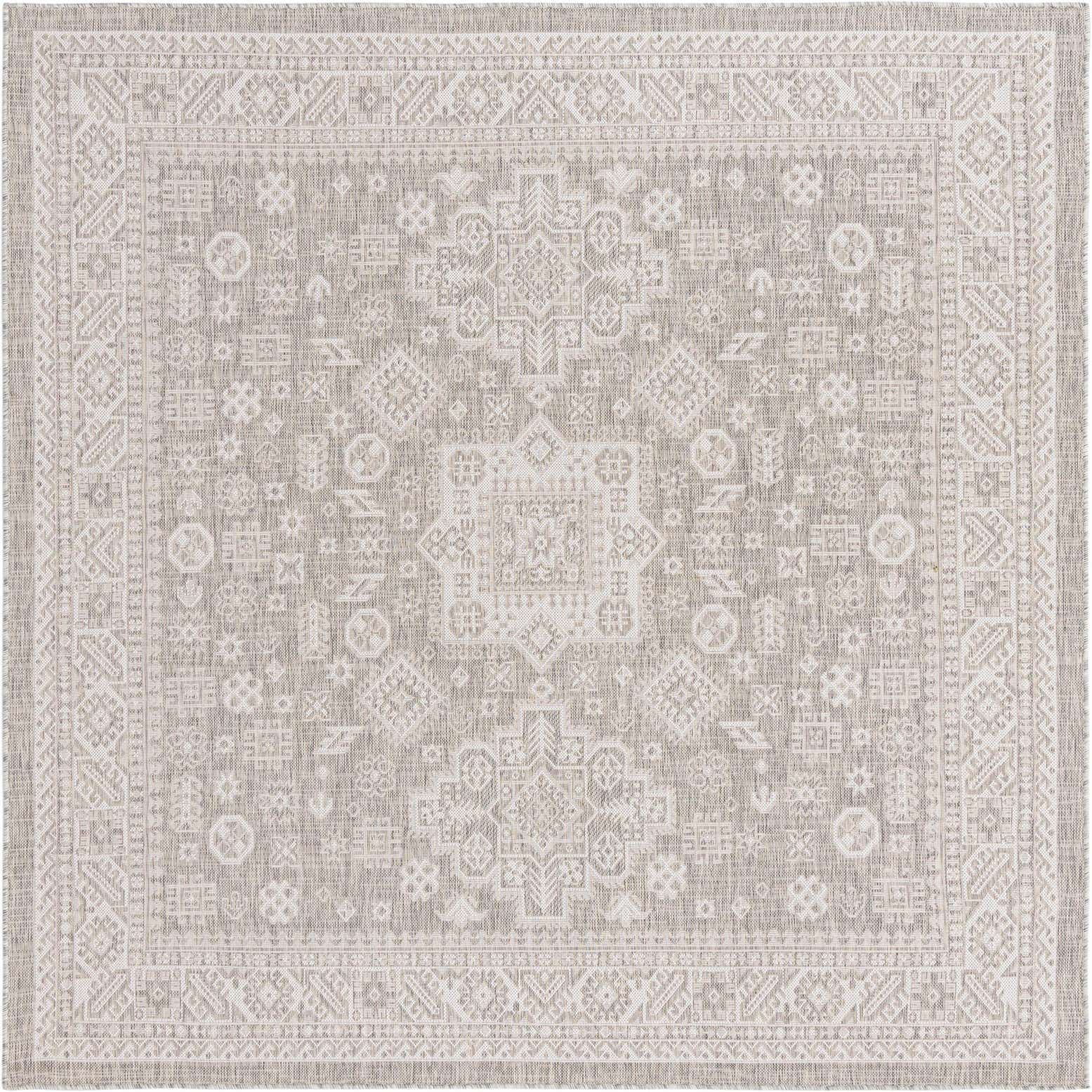 7' 10 x 7' 10 Easy-Clean Aztec Indoor / Outdoor Square Rug