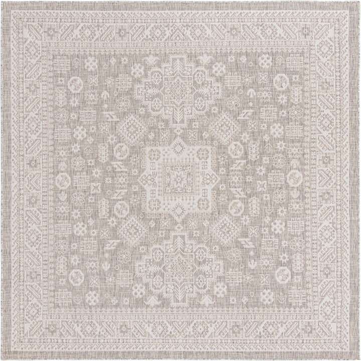 7' 10 x 7' 10 Easy-Clean Aztec Indoor / Outdoor Square Rug