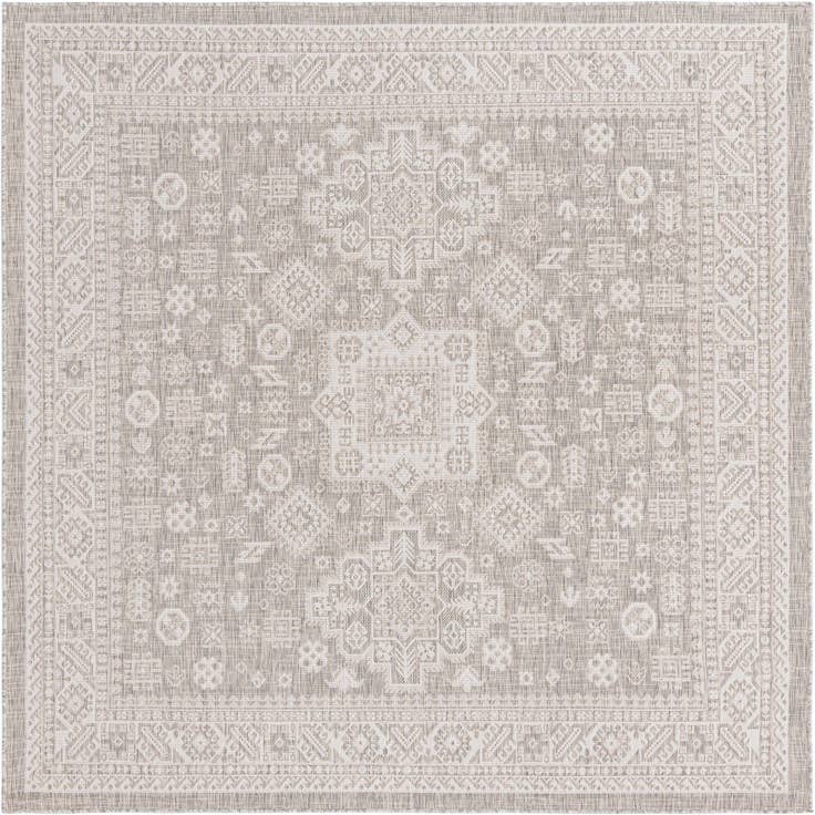 Detail image of 7' 10 x 7' 10 Easy-Clean Aztec Indoor / Outdoor Square Rug