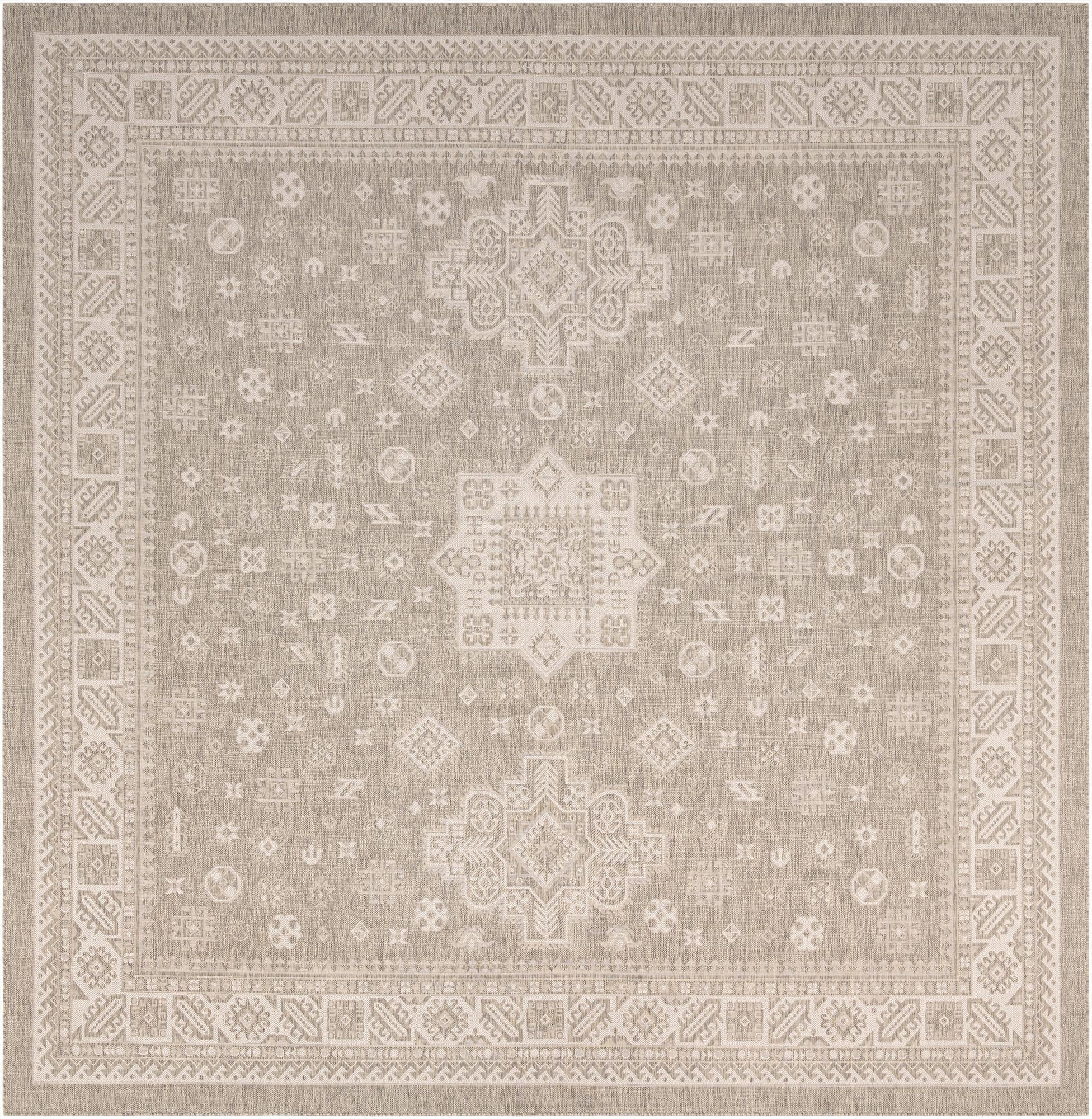 Primary image 13' x 13'  Washable Aztec Indoor / Outdoor Square Rug