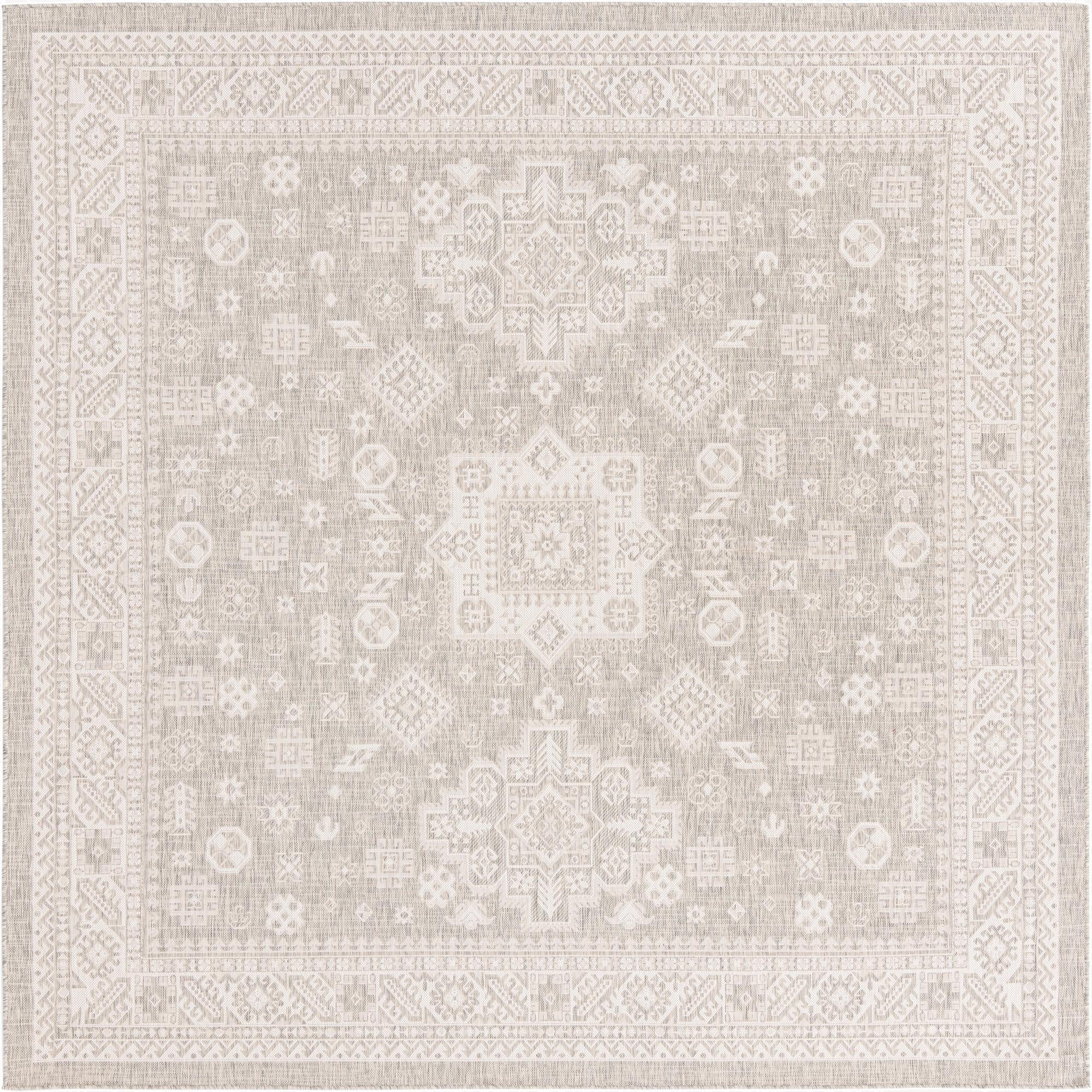 Primary image 10' x 10'  Washable Aztec Indoor / Outdoor Square Rug