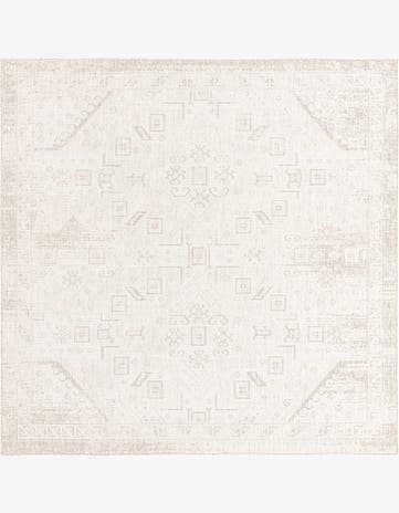 Light Gray Easy-Clean Aztec Indoor / Outdoor Square Rug