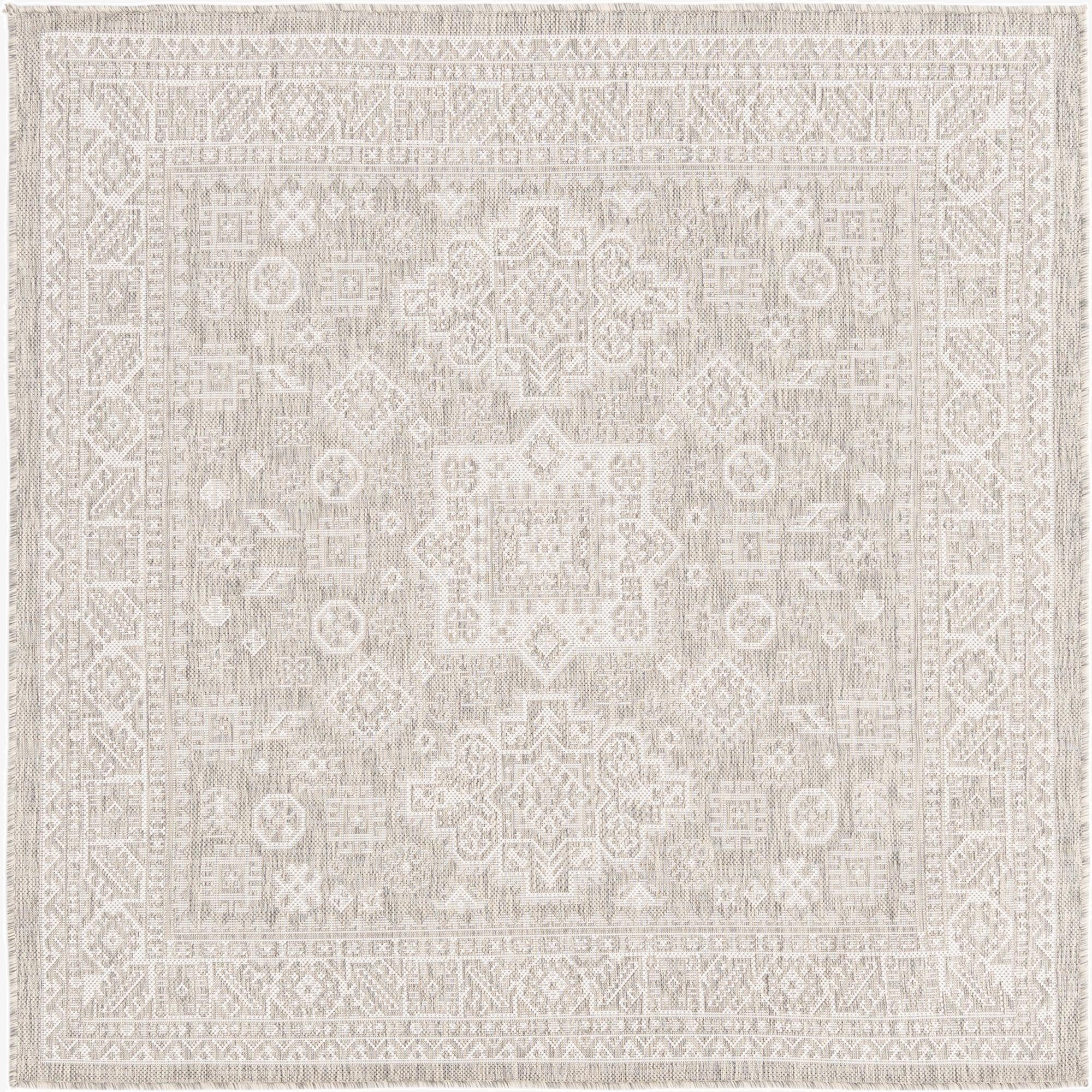 5' 3 x 5' 3  Washable Aztec Indoor / Outdoor Square Rug