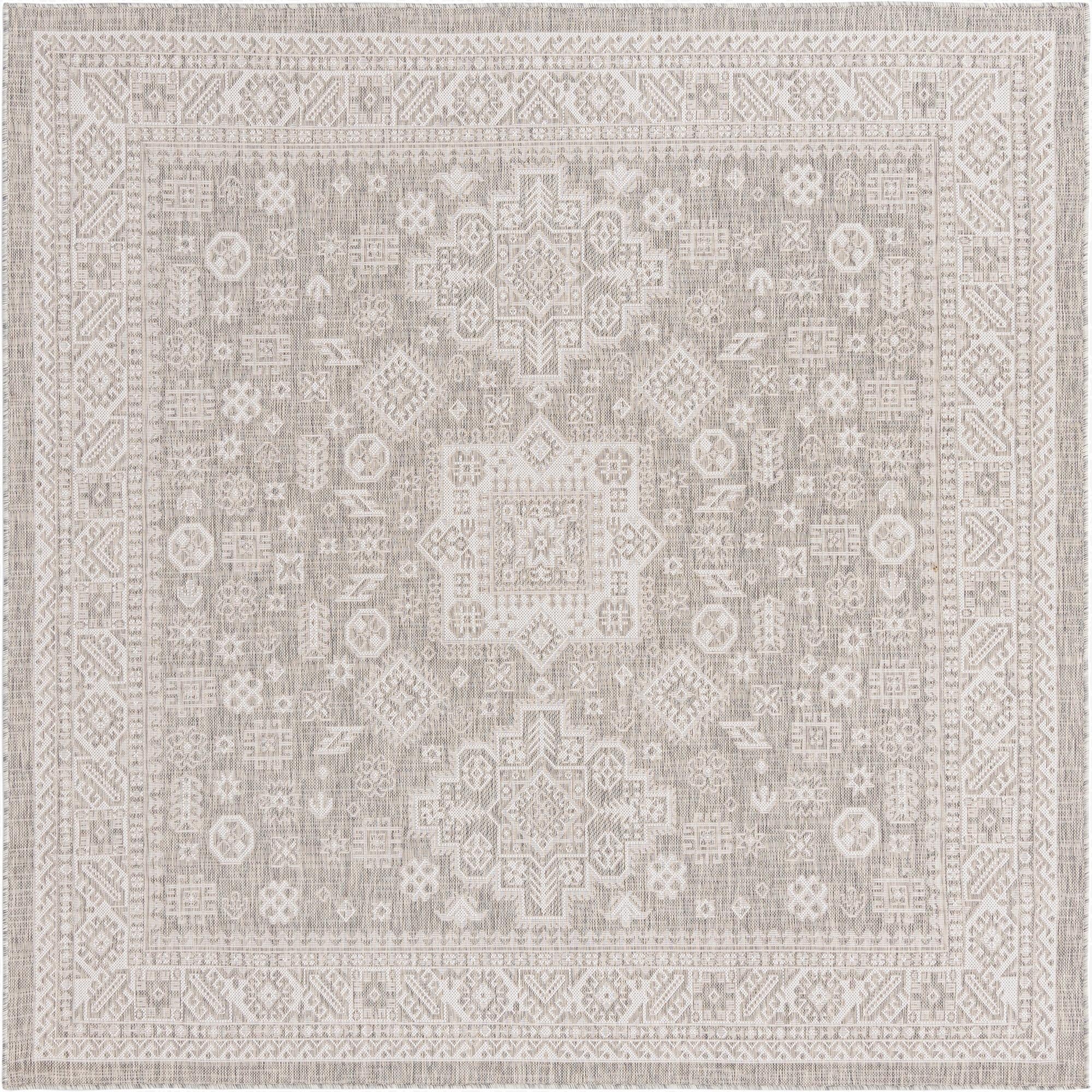 Primary image 7' 10 x 7' 10  Washable Aztec Indoor / Outdoor Square Rug