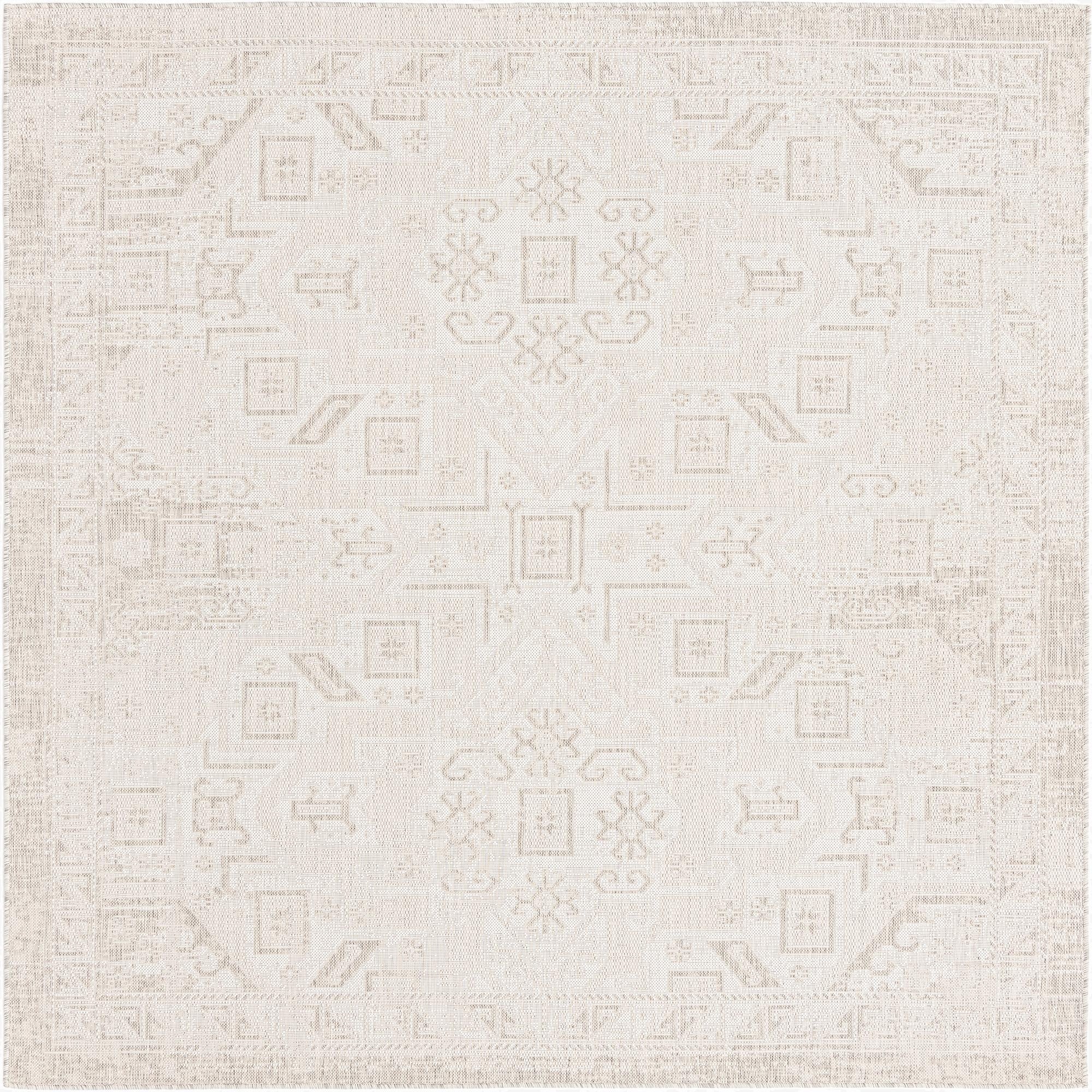 7' 10 x 7' 10  Washable Aztec Indoor / Outdoor Square Rug