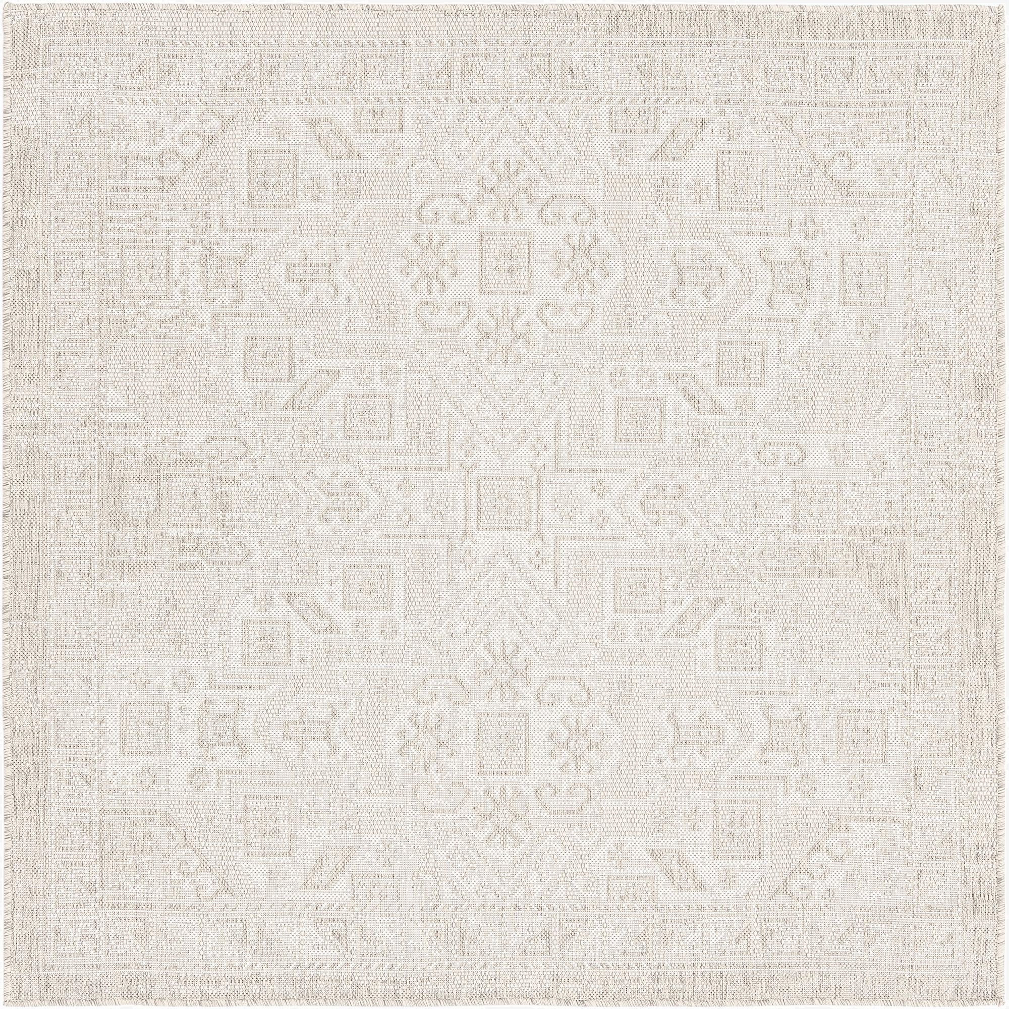 5' 3 x 5' 3  Washable Aztec Indoor / Outdoor Square Rug