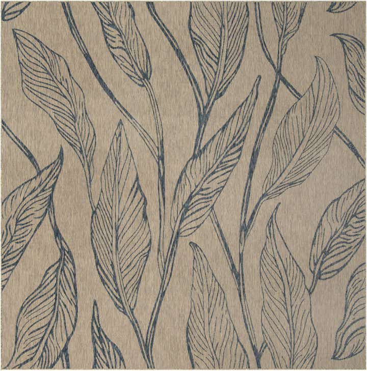 10' 8 x 10' 8 Easy-Clean Botanical Indoor / Outdoor Square Rug