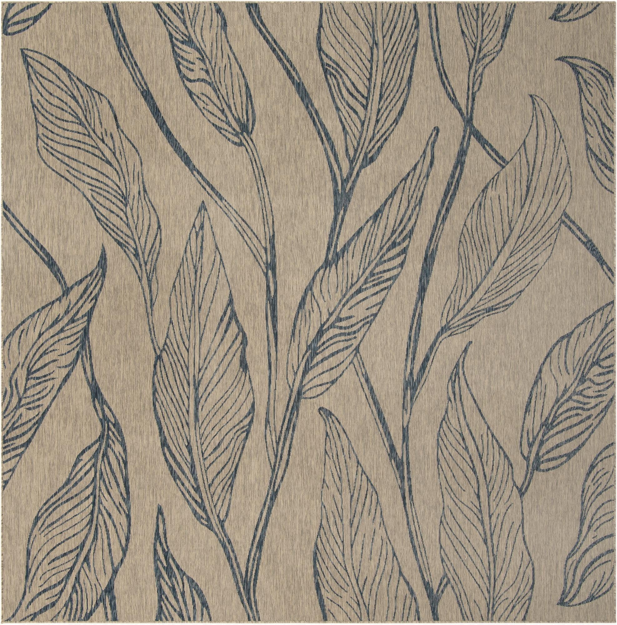 10' 8 x 10' 8  Washable Botanical Indoor / Outdoor Square Rug