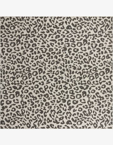 Light Gray Easy-Clean Safari Indoor / Outdoor Square Rug