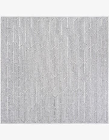 Light Gray Easy-Clean Trellis Indoor / Outdoor Square Rug