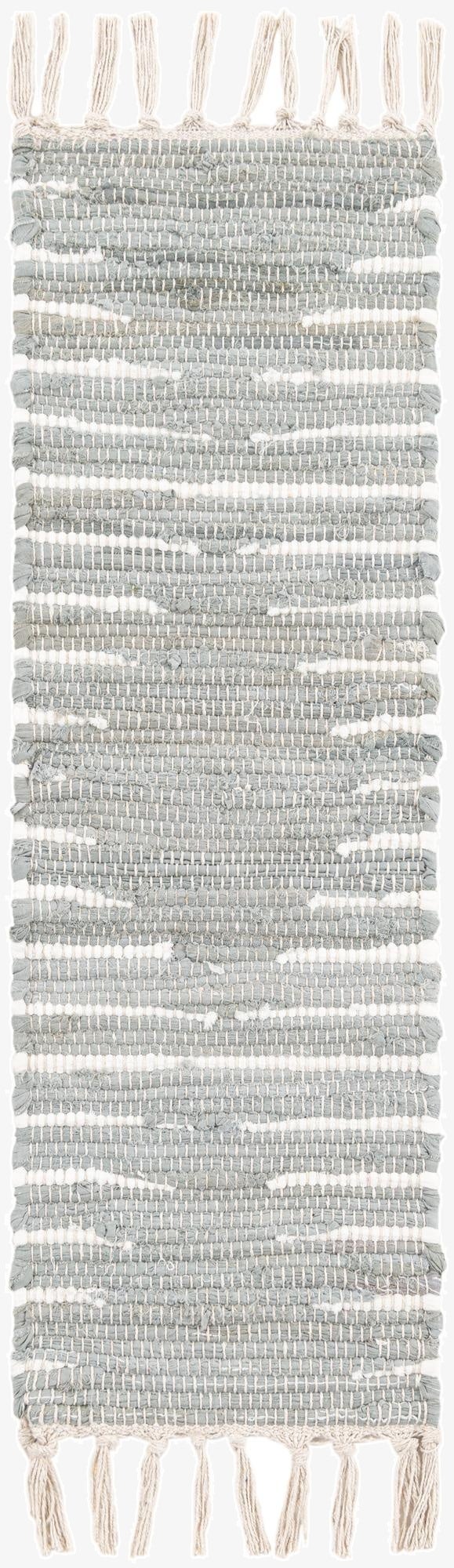 0' 9 x 2' 6  Hand Woven Chindi Cotton Stair Rug