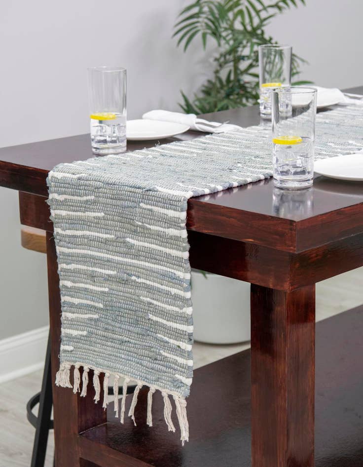 Detail image of 1' 2 x 8'  Hand Woven Chindi Cotton Table Runner Rug