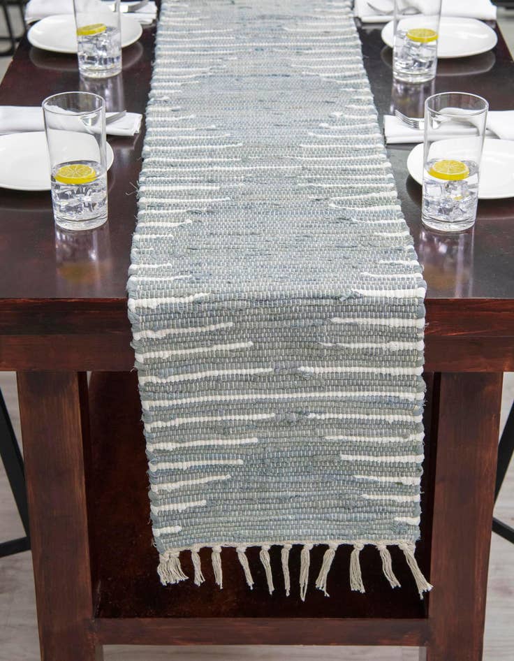 Detail image of 1' 2 x 4' 1  Hand Woven Chindi Cotton Table Runner Rug