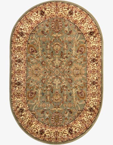 Light Green Classic Agra Oval Rug