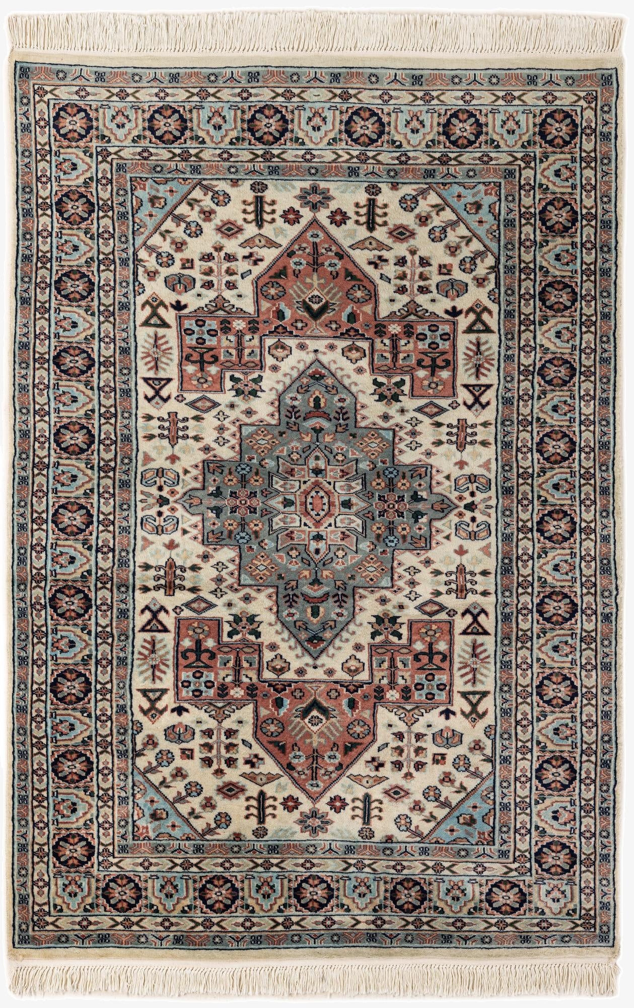 4' 3 x 6' 4  Hand Knotted Bokhara Oriental Wool Rug