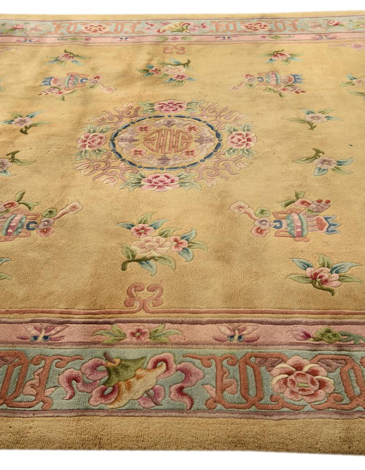 Detail image of 8' 2 x 11' 8 Hand Knotted Carved Pekin Wool Rug