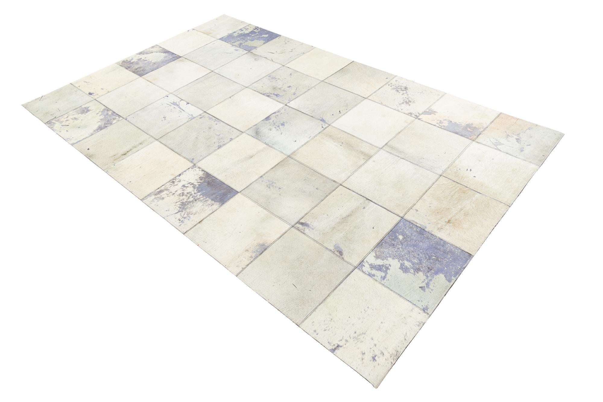 5' x 7' 9 Cowhide Leather Rug