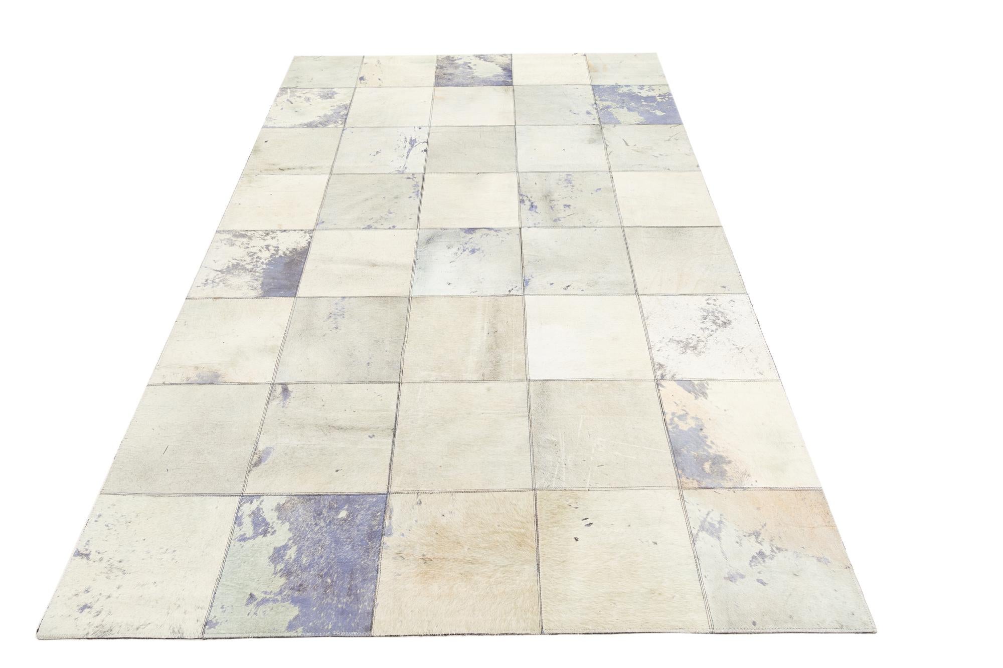 5' x 7' 9 Cowhide Leather Rug