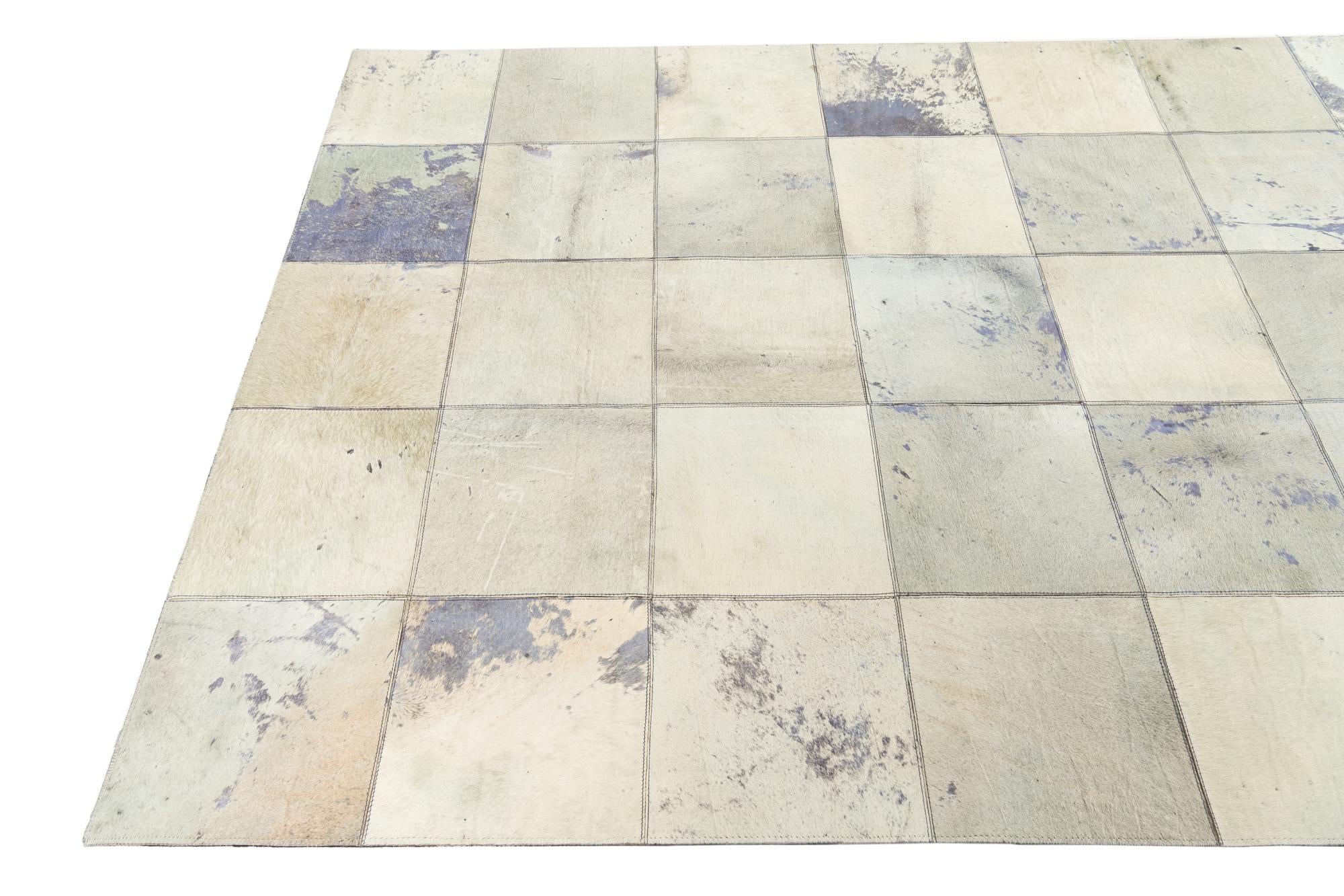 5' x 7' 9 Cowhide Leather Rug