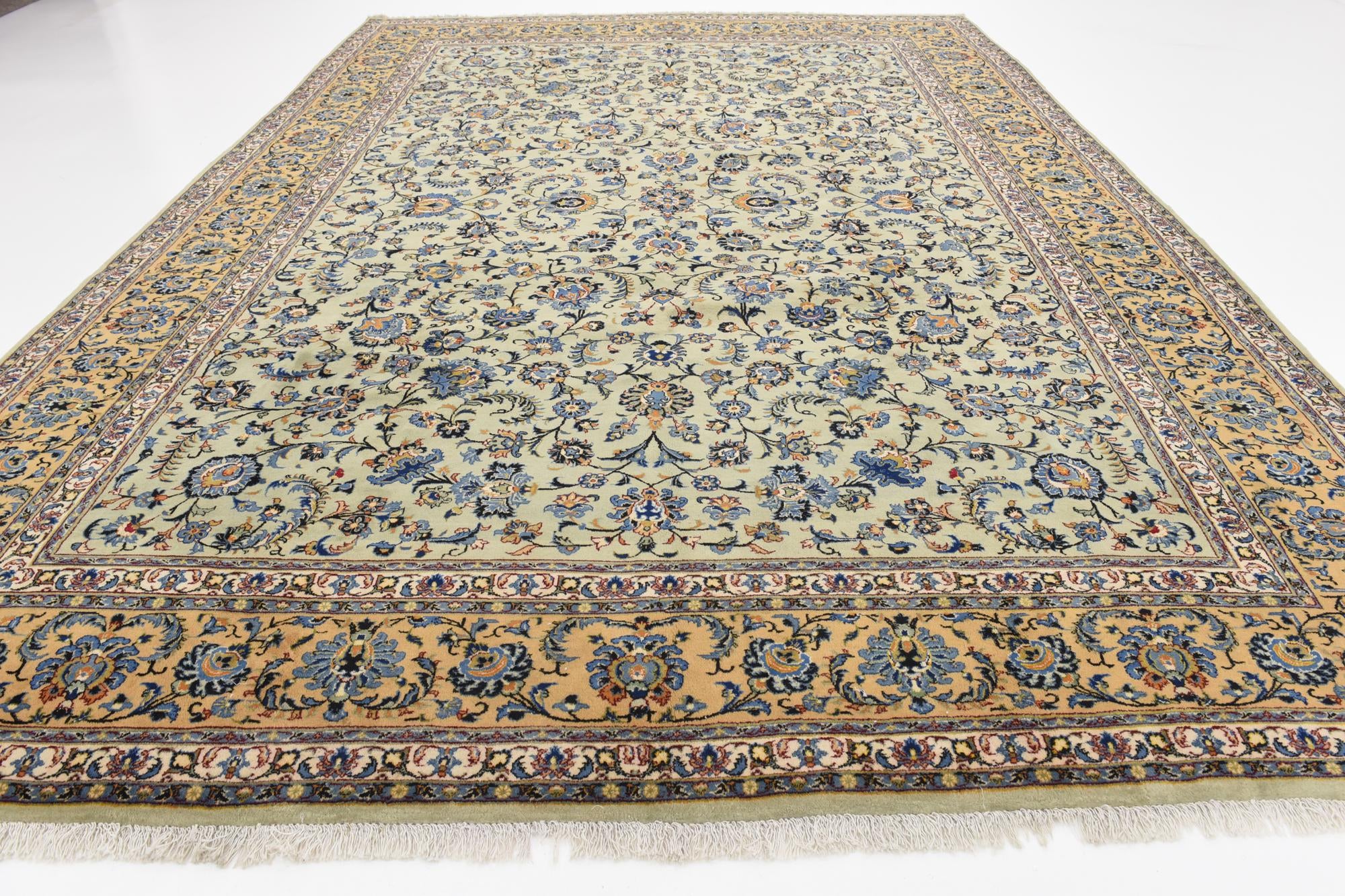 9' 10 x 13' 9 Hand Knotted Kashan Persian Wool Rug