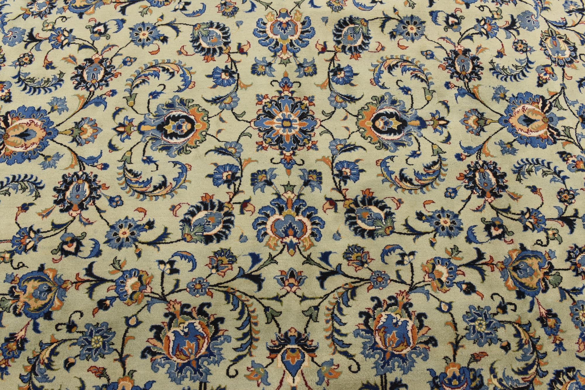 9' 10 x 13' 9 Hand Knotted Kashan Persian Wool Rug