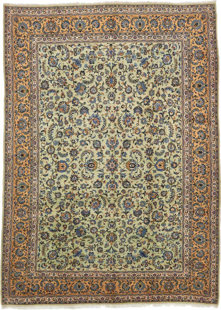 9' 10 x 13' 9 Hand Knotted Kashan Persian Wool Rug