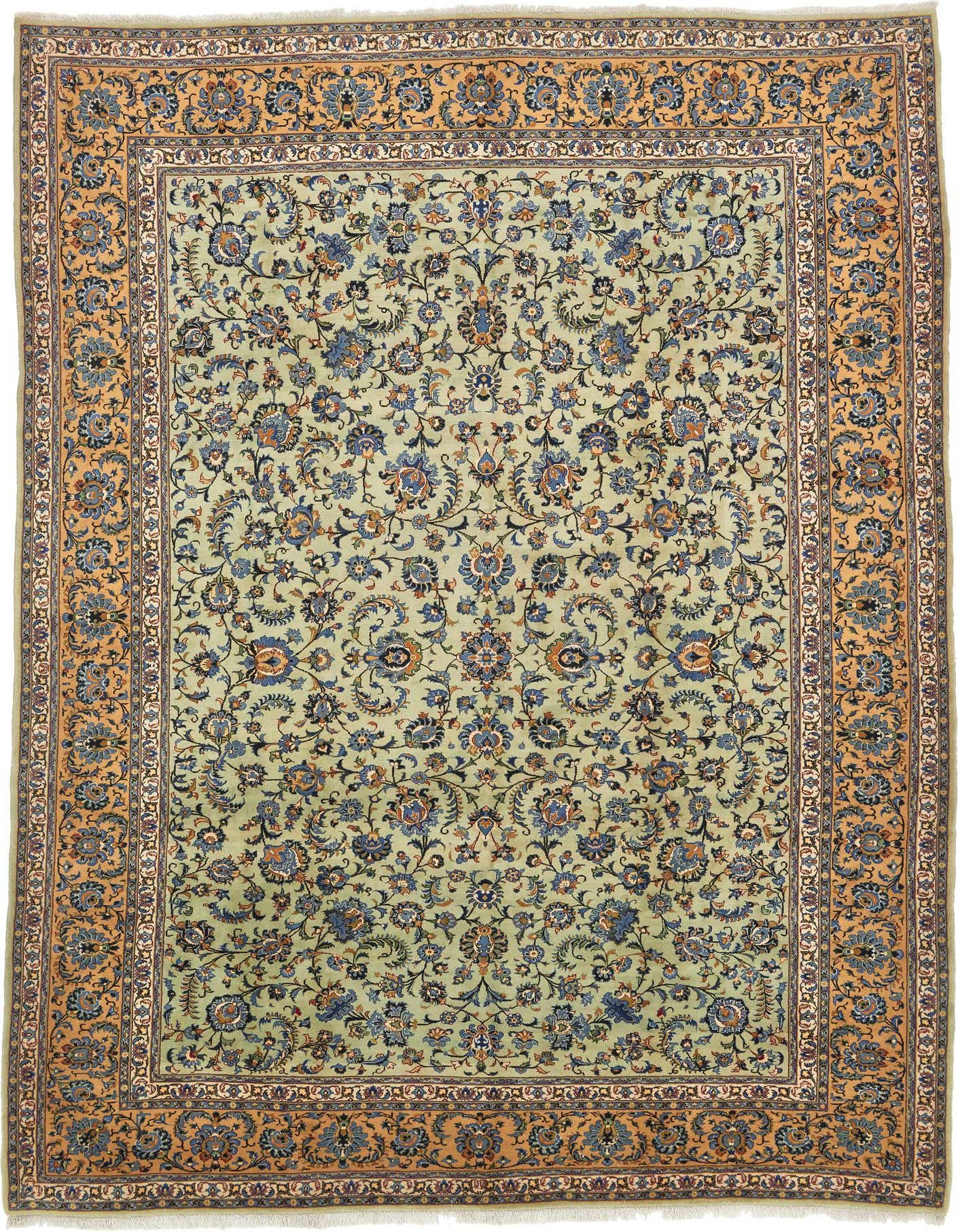 9' 10 x 13' 9 Hand Knotted Kashan Persian Wool Rug
